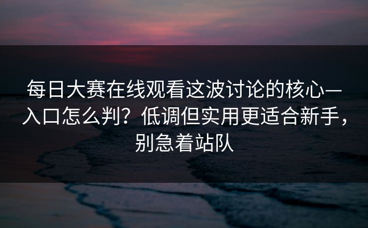 每日大赛在线观看这波讨论的核心—入口怎么判？低调但实用更适合新手，别急着站队